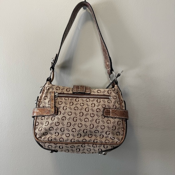Y2K Vintage Guess Signature Brown and Cream Shoulder Bag - Picture 7 of 12